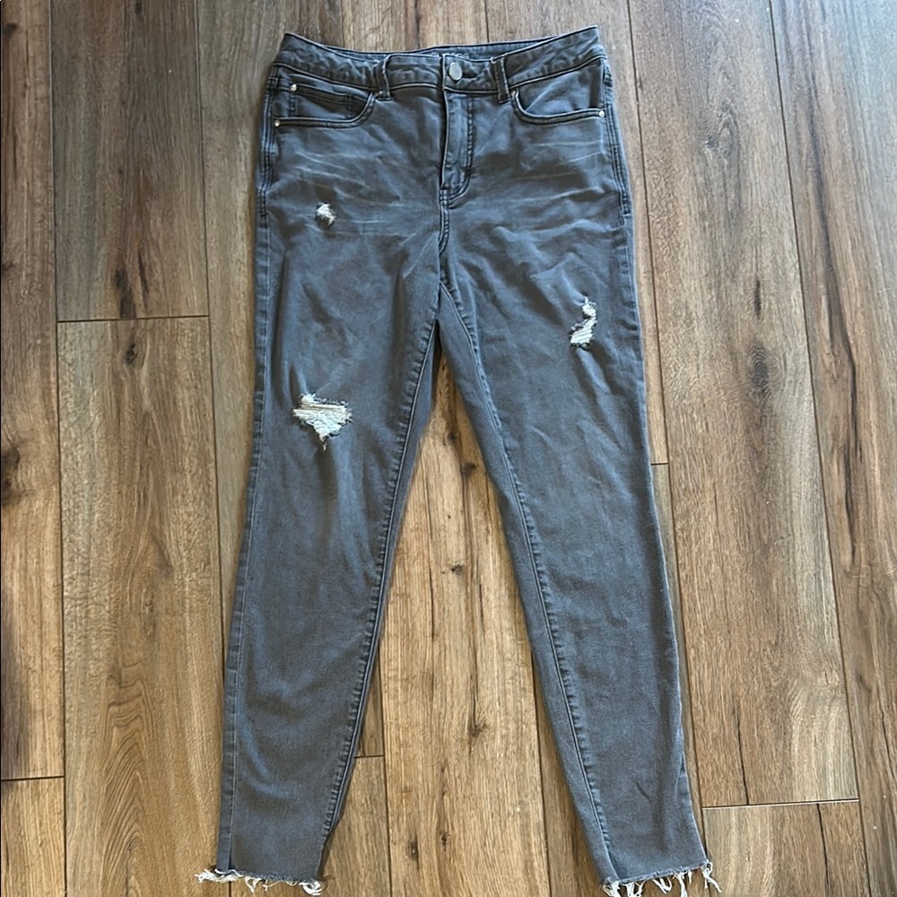 Maurices Gray Distressed Skinny Jeans